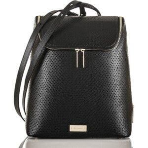 Brahmin Darcy Croc Embossed Black Leather Backpack